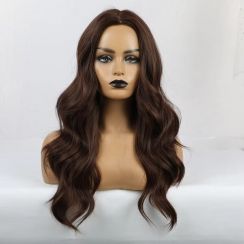 9Pcs Womens Brown Wave High Temperature Fiber Synthetic Wig