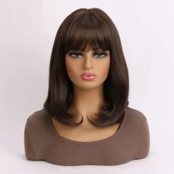 4Pcs Womens Natural Curly Wig with Bangs