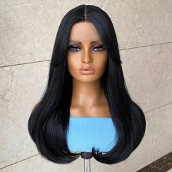 2Pcs Womens Natural Straight Hair Glueless Synthetic Lace Wigs