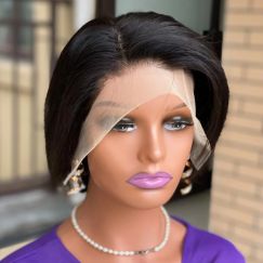 2Pcs Womens Short Fluffy Straight Lace Wig