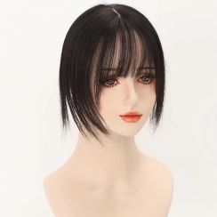 Womens Voluminous Natural Top of the Head Hair Pieces with Airy Bangs