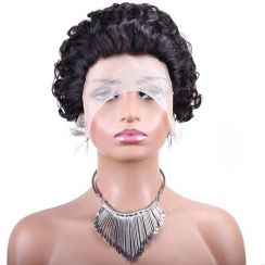 6 Inch Human Hair Short Pixie Curl Wig For Women