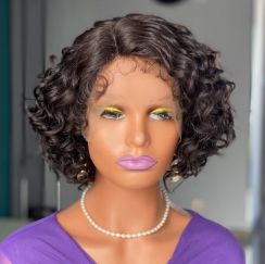 100% Human Hair Water Wave Bob Wig For Women